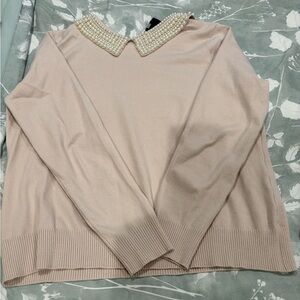 Pearl Collar Beige Sweater